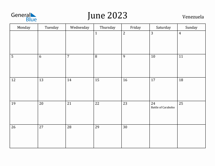 June 2023 Calendar Venezuela