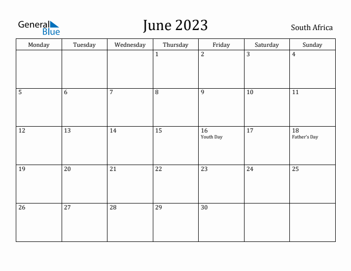 June 2023 Calendar South Africa