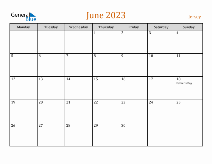 June 2023 Holiday Calendar with Monday Start