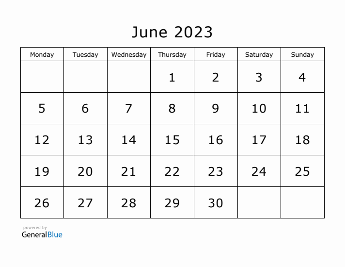 Printable June 2023 Calendar - Monday Start