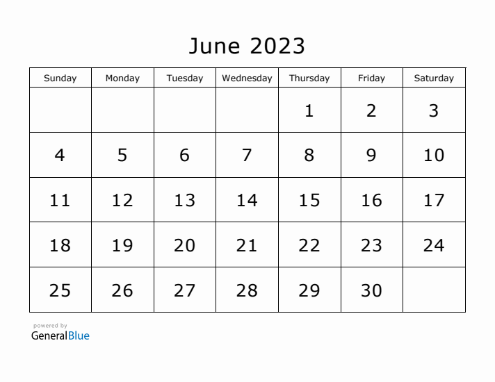 Printable June 2023 Calendar - Sunday Start