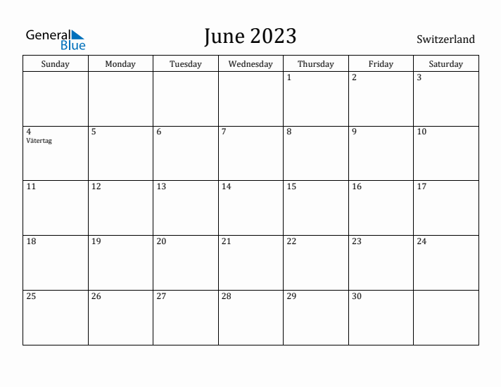 June 2023 Calendar Switzerland