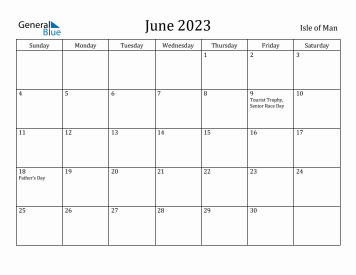 June 2023 Calendar Isle of Man