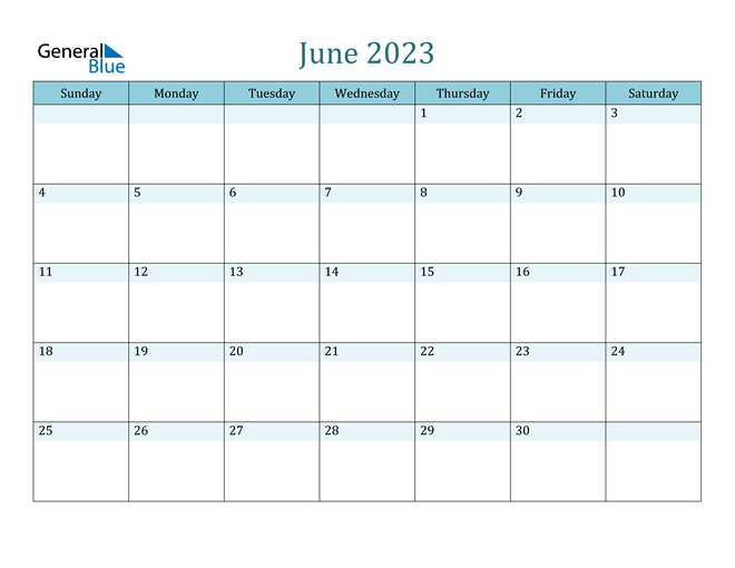  June 2023 Printable Calendar