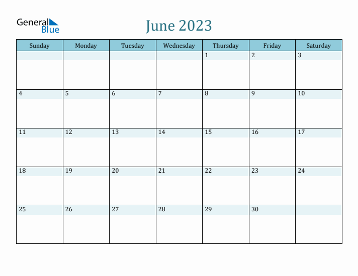 June 2023 Printable Calendar