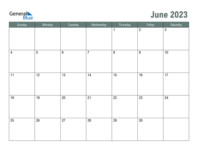  Free Printable June 2023 Calendar