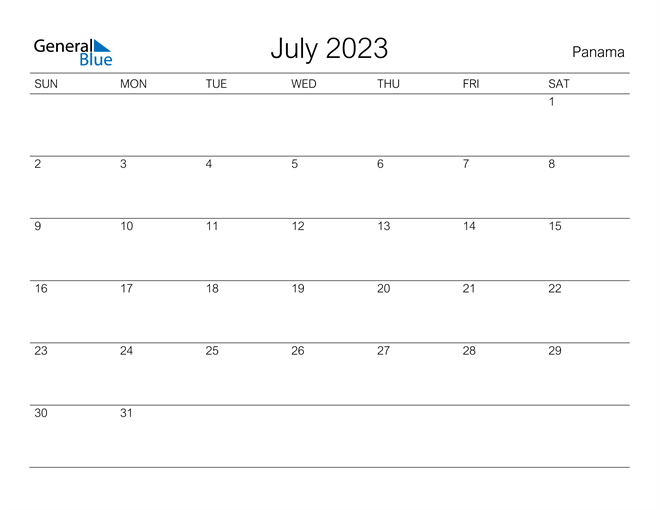 July 2023 Calendar with Panama Holidays