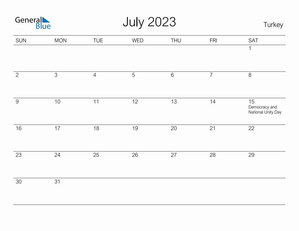 july 2023 monthly calendar general blue