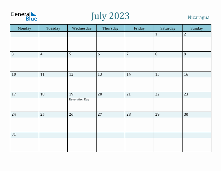 July 2023 Calendar with Holidays