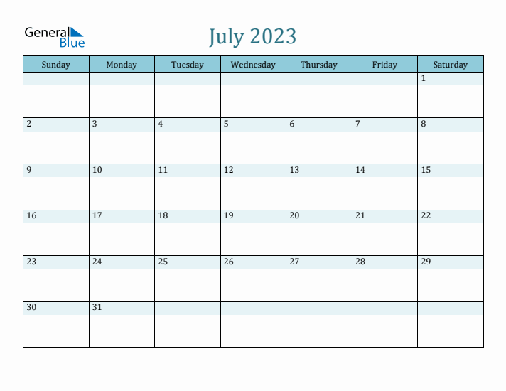 July 2023 Printable Calendar