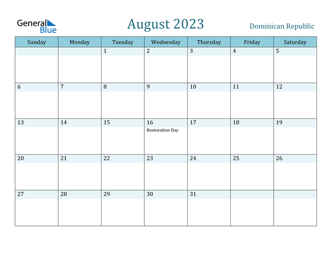 August 2023 Calendar with Holidays in PDF, Word, and Excel