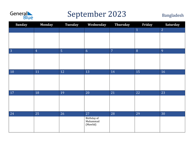 September 2023 Bangladesh Calendar