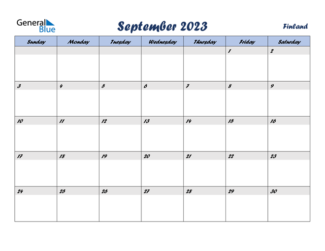 September 2023 Calendar with Finland Holidays