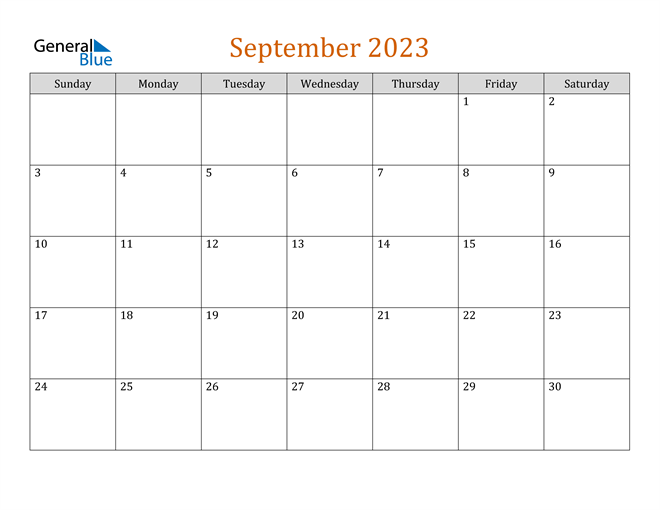 September 2023 Calendar (PDF Word Excel)