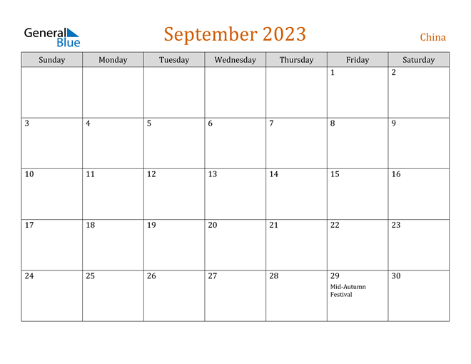 September 2023 Holiday Calendar