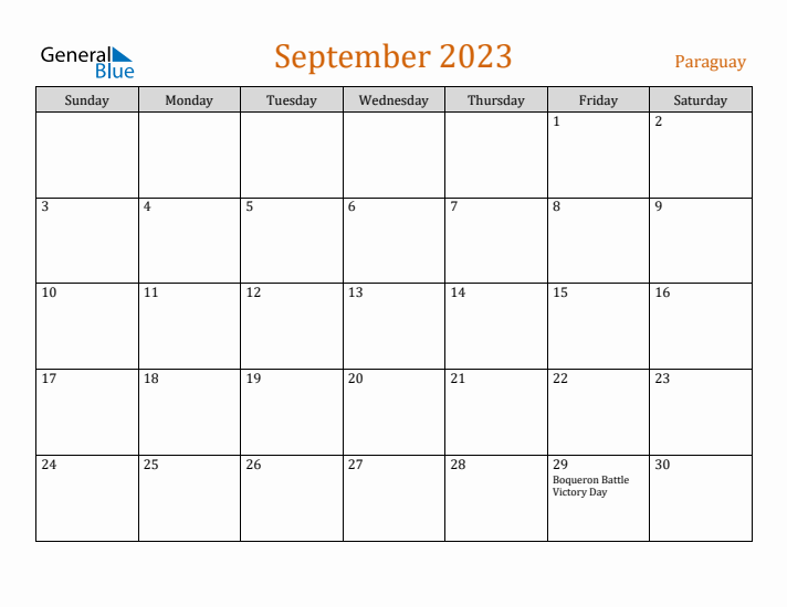 September 2023 Holiday Calendar with Sunday Start