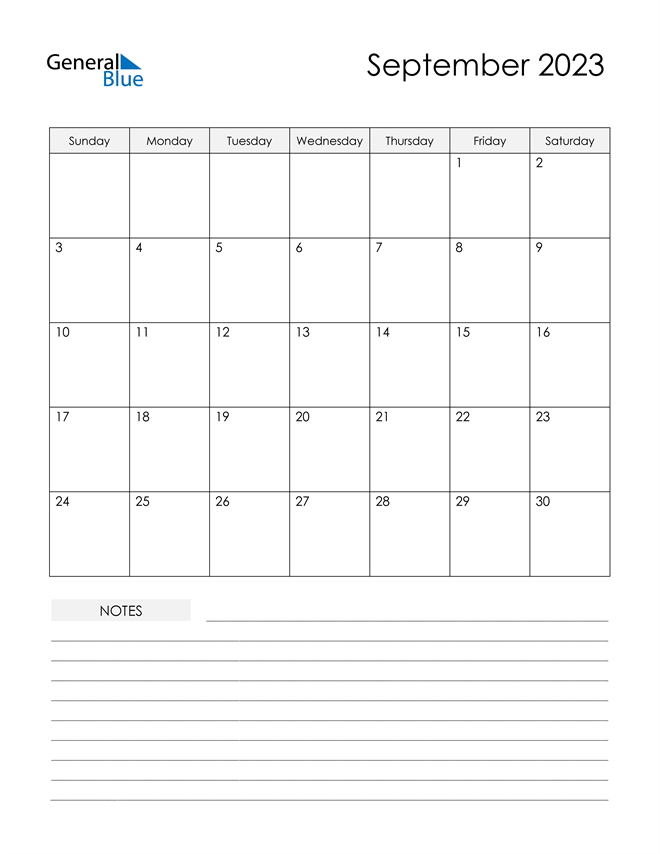 September 2023 Calendar PDF Word Excel 