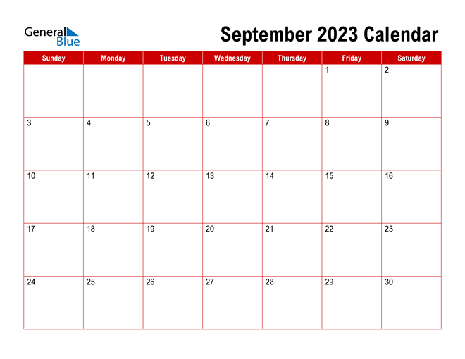 September 2023 Calendar PDF Word Excel 