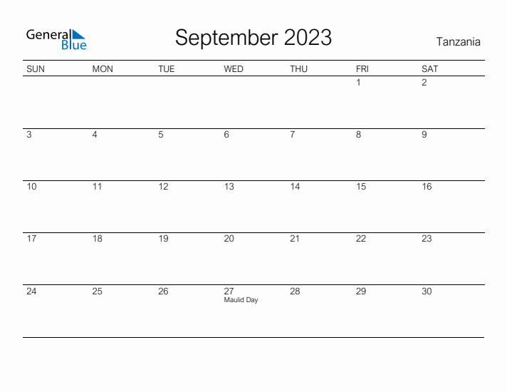 Printable September 2023 Calendar for Tanzania