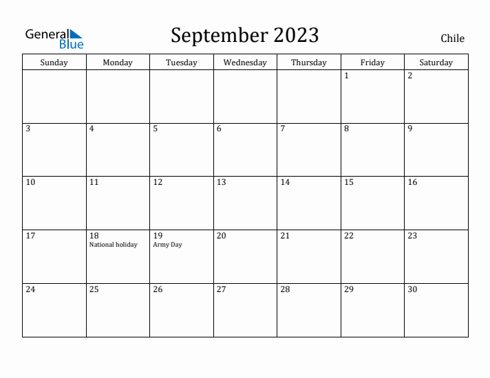 September 2023 Calendar Chile