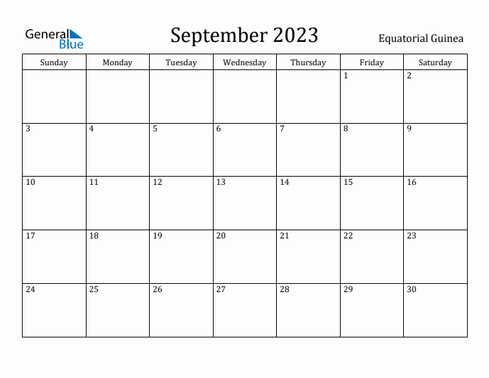 September 2023 Calendar Equatorial Guinea