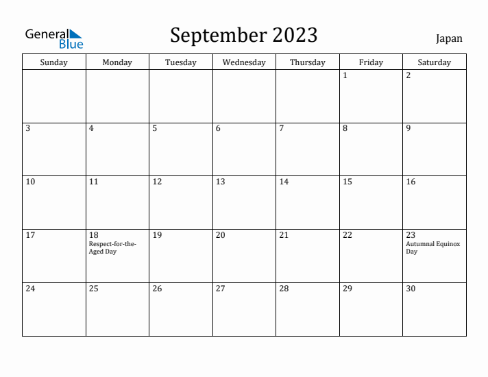 September 2023 Calendar Japan