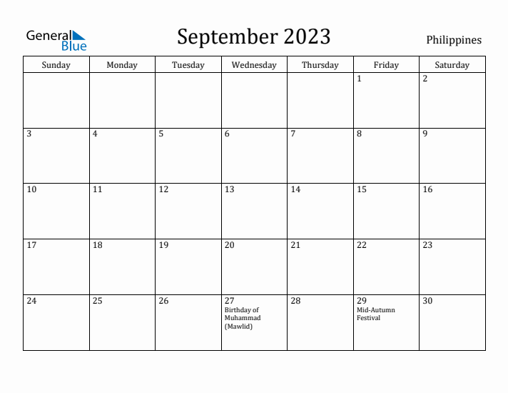 September 2023 Calendar Philippines