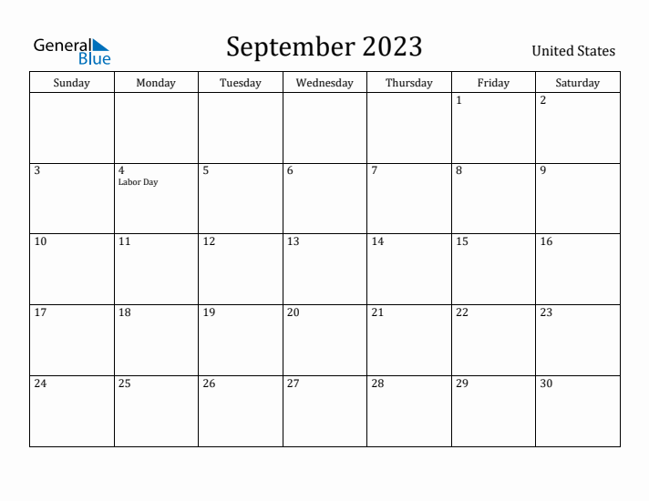 September 2023 Calendar United States