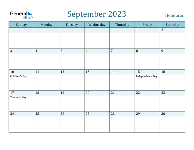 September 2023 Calendar with Holidays in PDF, Word, and Excel