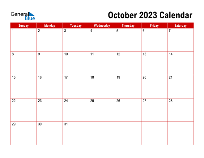 October 2023 Calendar Free Printable Calendar October 2023 Calendar 