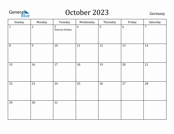 October 2023 Calendar Germany