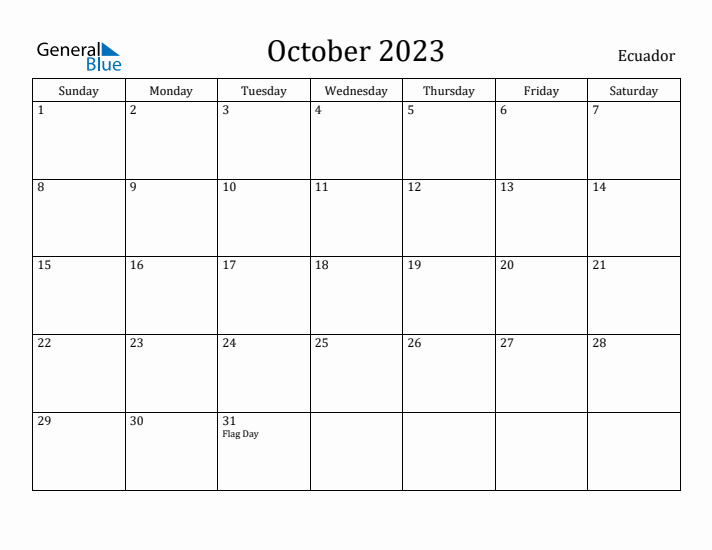 October 2023 Calendar Ecuador