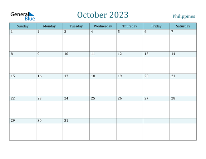 October 2023 Calendar with Philippines Holidays