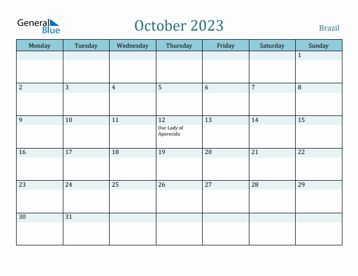 October 2023 Calendar with Holidays