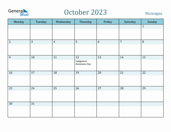 October 2023 Calendar with Holidays