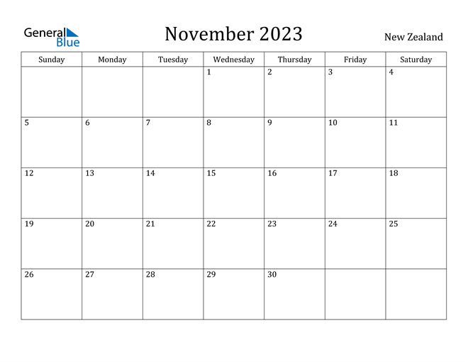 November 2023 Calendar with New Zealand Holidays