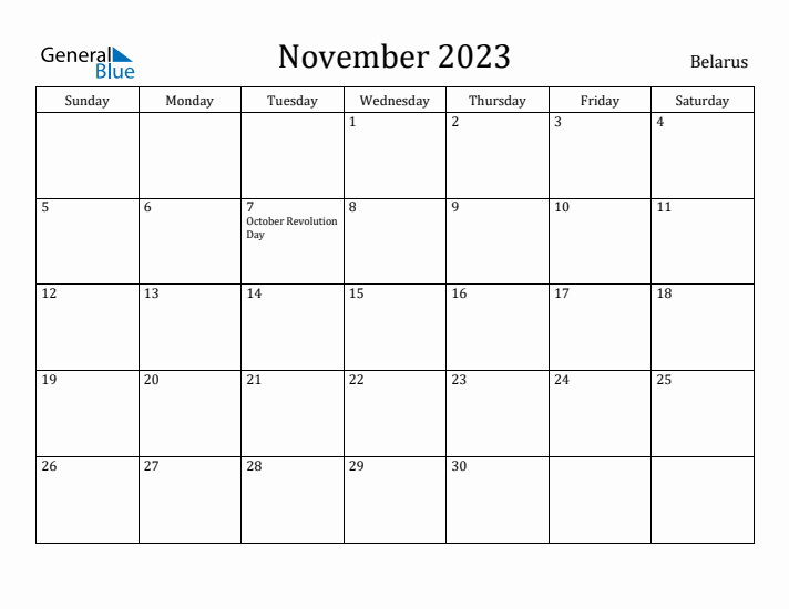 November 2023 Calendar Belarus