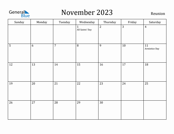 November 2023 Calendar Reunion