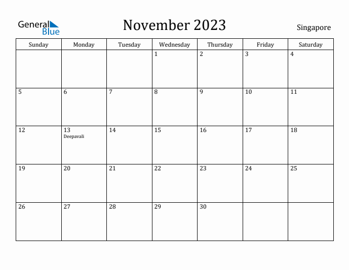 November 2023 Calendar Singapore