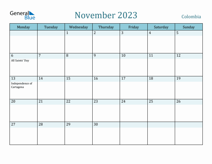 November 2023 Calendar with Holidays