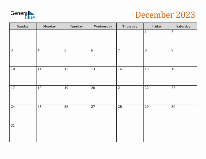 Editable December 2023 Calendar