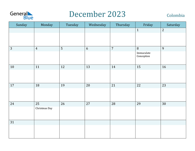 December 2023 Calendar with Holidays in PDF, Word, and Excel