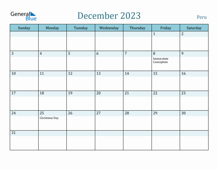 December 2023 Calendar with Holidays