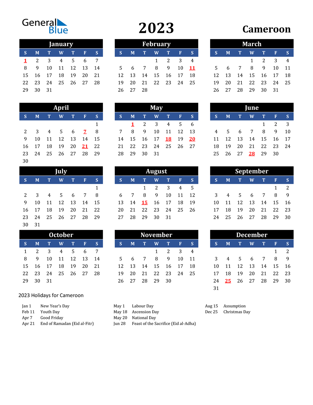 Year 2023 Calendar Morocco ZOHAL