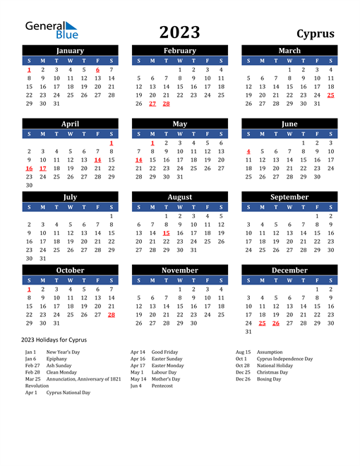 2023 Cyprus Calendar With Holidays Vrogue