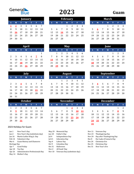 2023 Guam Free Calendar