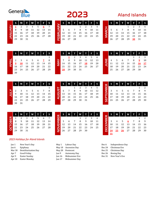 Download Aland Islands 2023 Calendar