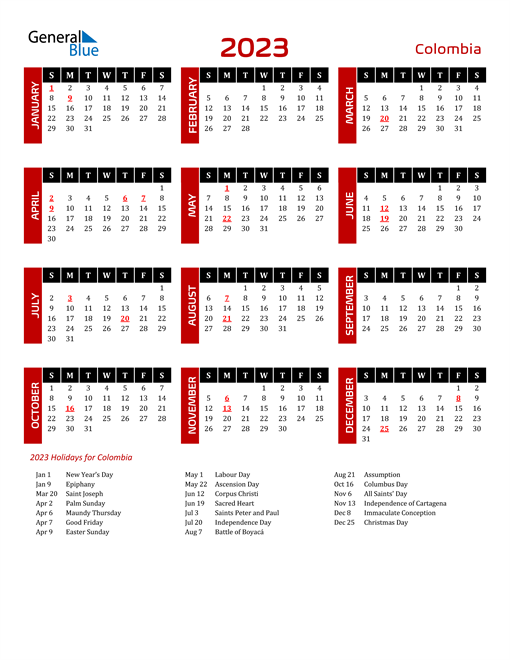 Download Colombia 2023 Calendar