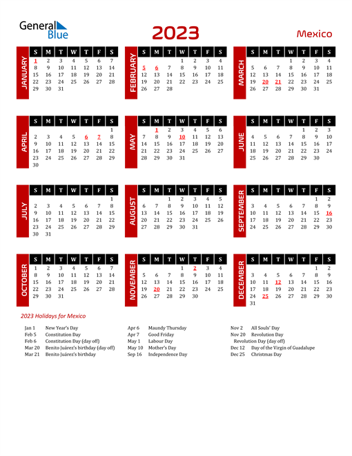Download Mexico 2023 Calendar