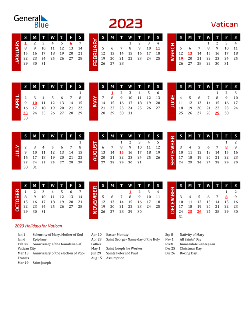 Download Vatican 2023 Calendar